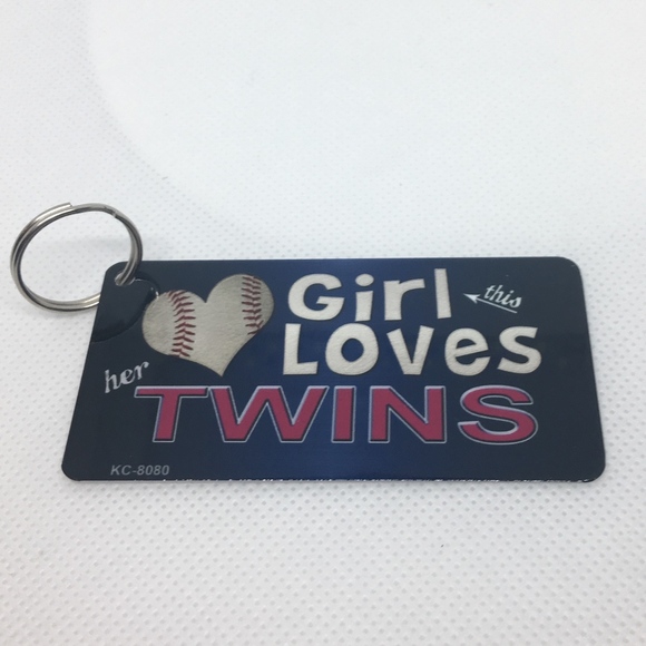 Twins Baseball Accessories - This Girl Loves her Twins Novelty Metal Key Chain